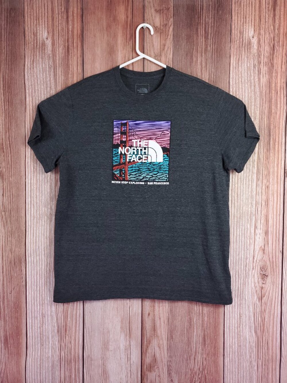 The North Face Shirt Mens XXL Golden Gate Bridge San Francisco Tee Charcoal Gray